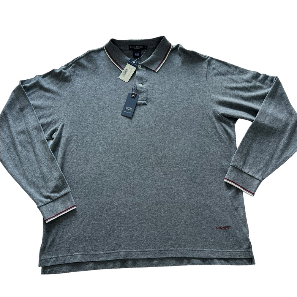Daniel Cremieux NWT Grey Long Sleeve Polo Shirt Top Size XL